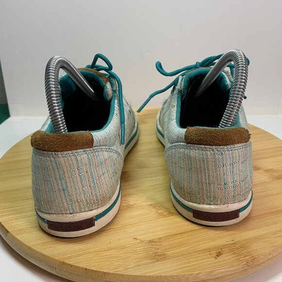 Twisted X Women 7 Blue White Hooey Loper Shoes Moc Toe Casual Lace Up Western - Picture 3 of 9